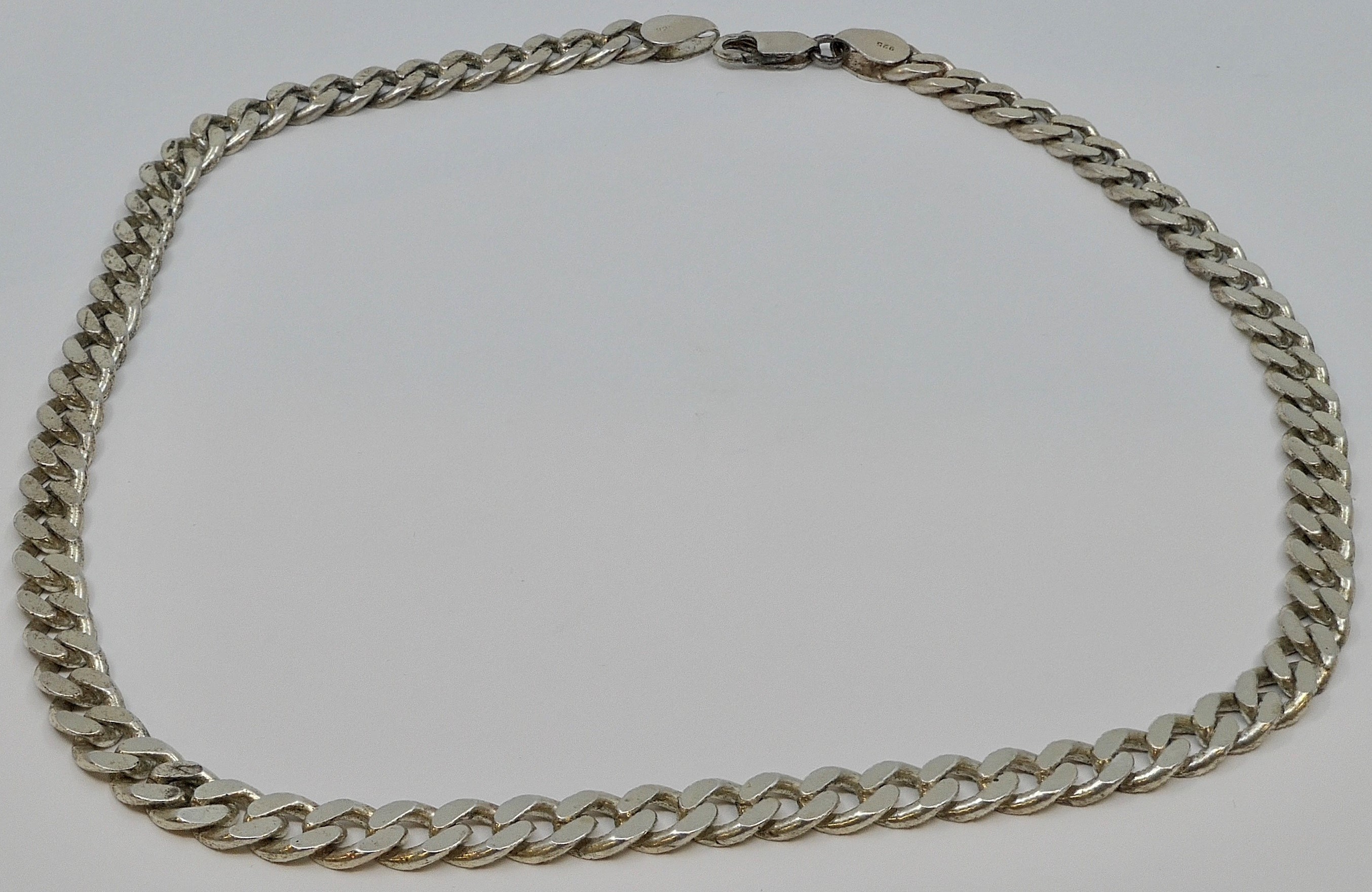 925 white metal curb neck chain, length about 44cm, 1.2 ozt; and a 925 white metal neck chain and - Image 2 of 3