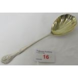 Victorian silver preserve spoon with gilt bowl, marks for Exeter, 1859, maker's stamp Edward Osment,