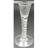 *amended description* Georgian style wine glass with drawn trumpet bowl and mercury twist stem,