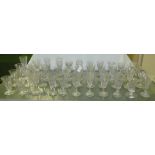 A mixed lot of about forty-four various wine glasses, included slice cut and thumb cut examples