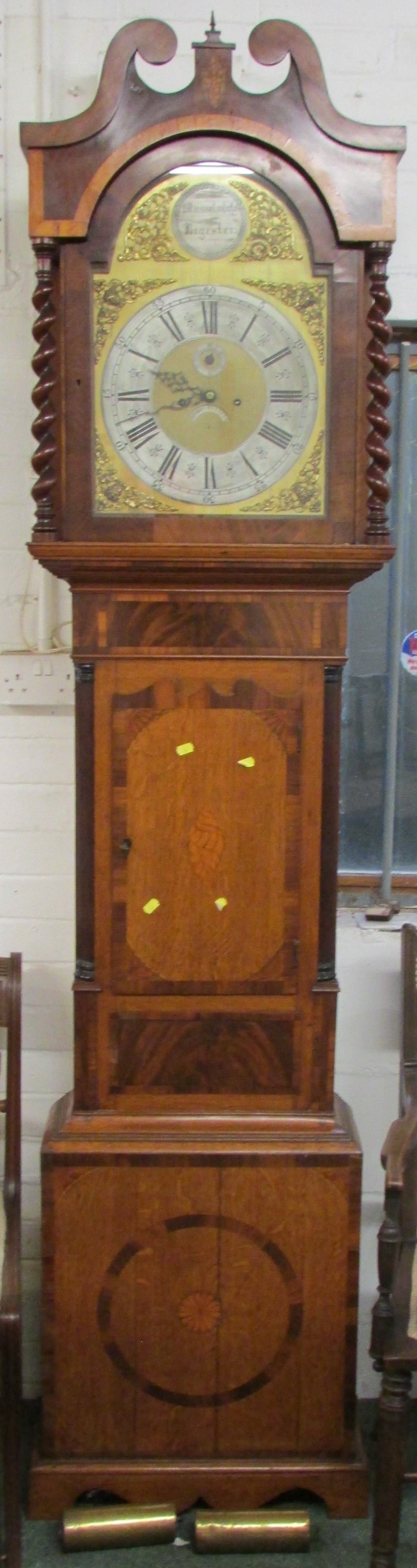 An early 19th century eight day striking long case clock by Mussel White of Bigester with silvered