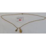 9 carat gold necklace, length 44cm, British hallmarks, 2.3g, with a small oval pendant (11mm x