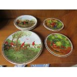 QUANTITY OF CHINA COLLECTORS PLATES, DEPICTING HUNTING SCENES AND FRUIT