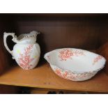 CHINA WASH JUG AND BOWL WITH A FOLIATE PATTERN DECORATION