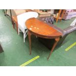 MAHOGANY VENEERED DEMI-LUNE TABLE