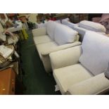ALSTONS VALENCIA CREAM UPHOLSTERED TWO SEATER SOFA AND MATCHING ARMCHAIR, WITH SCATTER CUSHIONS