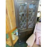 STAINED WOODEN CORNER CABINET