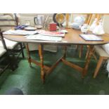 MID WOOD D-END DROP LEAF DINING TABLE