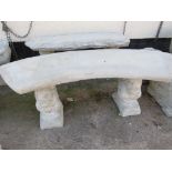 COMPOSITE STONE CURVED SEAT WITH SQUIRREL PLINTHS