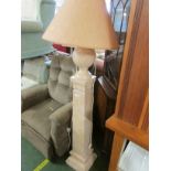 POLISHED STONE EFFECT STANDARD LAMP WITH SHADE