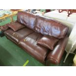 BROWN LEATHER EFFECT TWO-SEATER SOFA