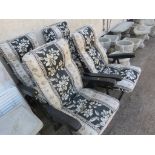 FOUR FOLDING GARDEN CHAIRS WITH UPHOLSTERED SEATS