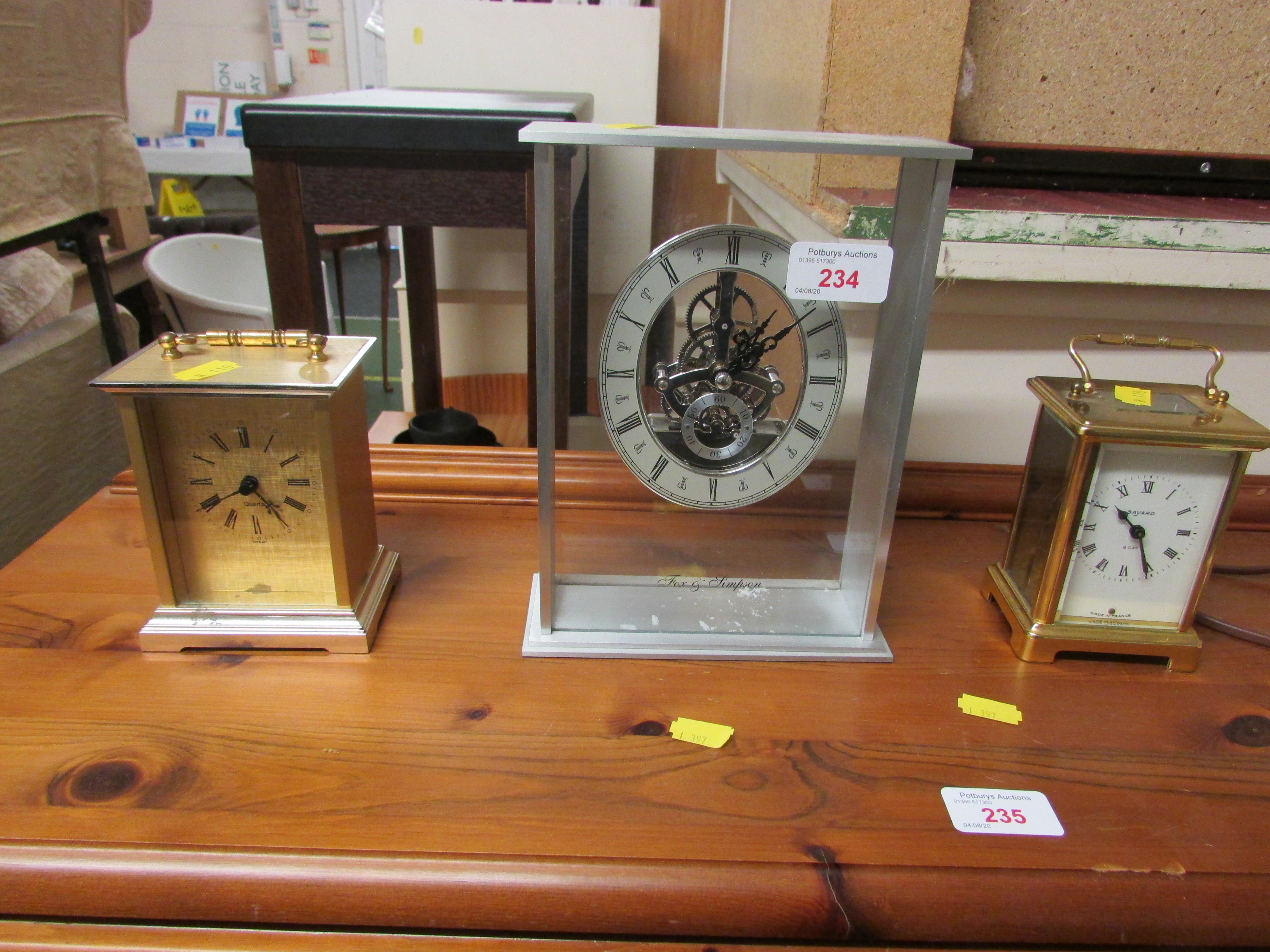 BAYARD 8 DAY CARRIAGE CLOCK AND TWO OTHER MANTEL CLOCKS