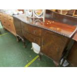 LARGE MAHOGANY VENEER REPRODUCTION SIDEBOARD ON CLAW FEET