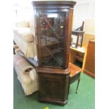 MAHOGANY VENERED CORNER CABINET