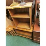 HONEY PINE TV STAND WITH SINGLE DRAWER TOGETHER WITH A SMALL OPEN SHELF UNIT