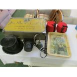 HONITON DISTRICT STEAM LAUNDRY BOX LID, TOP HAT, WOODEN TRUNCHEON AND OTHER VINTAGE ITEMS