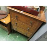 OAK THREE-DRAWER CHEST WITH METAL HANDLES, LABELLED HANNAH & HOLLAND DORCHESTER