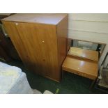 G-PLAN THREE-DOOR TEAK WARDROBE AND MATCHING DRESSING TABLE WITH MIRROR