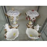 PAIR OF JAMES SHAW LONGTON WHITE PORCELAIN DISHES WITH CHERUBS, TOGETHER WITH A JAMES SHAW LONGTON