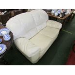 BEIGE LEATHER TWO-SEATER SOFA