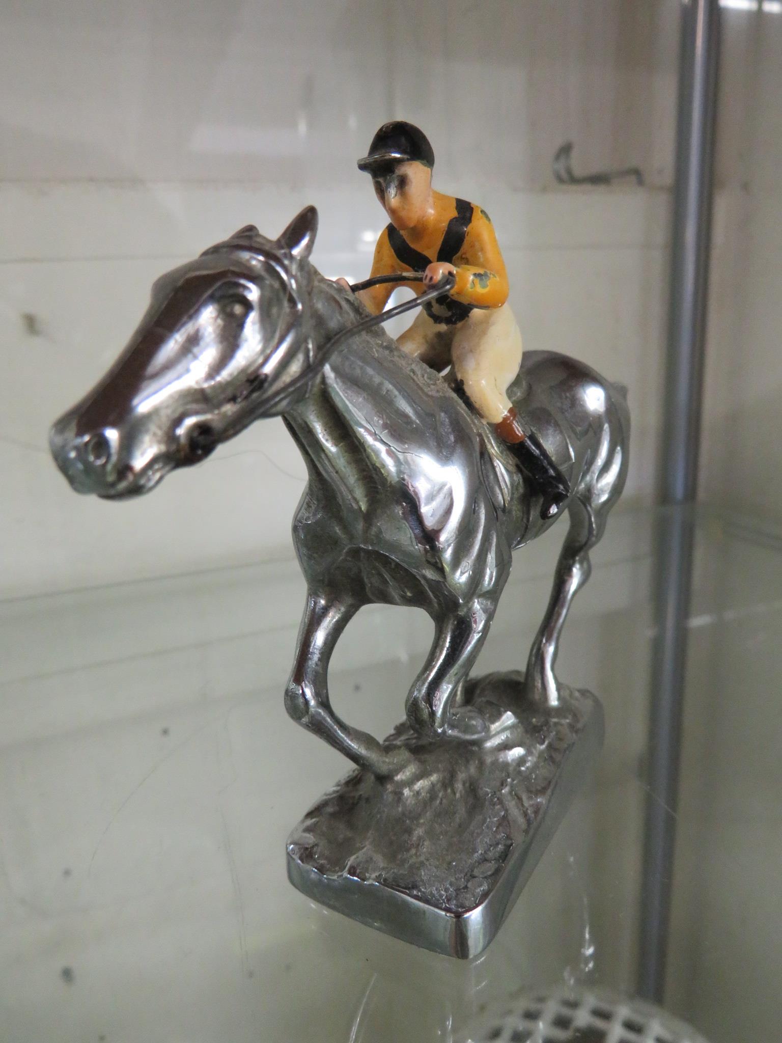LOUIS LEJEUNE CAR MASCOT IN THE FORM OF HORSE AND JOCKEY MARKED MADE IN ENGLAND LL MASCOTS, AND A - Image 3 of 6