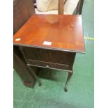 MAHOGANY LIFT TOP SEWING BOX ON LEGS