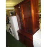 WOOD VENEERED GLAZED AND ILLUMINATED DRESSER (NEEDS A PLUG)