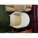 CREAM PAINTED TUB CHAIR WITH SPRUNG SEAT