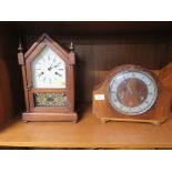 WESTMINSTER CHIME WOODEN CASED MANTEL CLOCK AND ONE OTHER MANTEL CLOCK