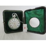 H SAMUEL OF MANCHESTER EVERITE OPEN FACE POCKET WATCH, CROWN WINDING WITH ROMAN NUMERALS AND