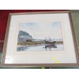 'FISHERMAN AT LYMPSTONE', WATERCOLOUR, SIGNED RAY BALKWILL LOWER RIGHT, FRAMED AND GLAZED, ARTISTS