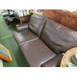 MARKS AND SPENCER TANNED LEATHER TWO-SEATER SOFA