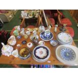 LARGE SELECTION OF DECORATIVE CHINA, STUDIO POTTERY, ORNAMENTS INCLUDING VASES, DINNER PLATES, PIN