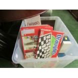 PLASTIC CRATE WITH CONTENTS OF ASSORTED BOARDGAMES INCLUDING MONOPOLY, TRIVIAL PURSUIT AND RAT RACE