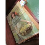 UNFRAMED PEARS COLOUR PRINT WITH GIRL AND FLOWER BASKET 'A SPRING DAWNING'