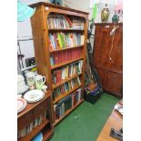 HONEY PINE OPEN BOOKCASE WITH FIVE SHELVES