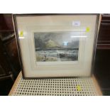 TWO FRAMED AND GLAZED COLOURED ENGRAVINGS, WINDSOR CASTLE AND ST MICHAELS MOUNT