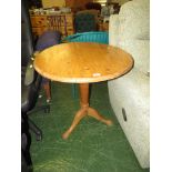 HONEY PINE CIRCULAR SIDE TABLE ON TRIPOD LEGS