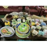 CHINA MUGS, PLATES, BOWLS, TEAPOT ETC