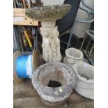 COMPOSITE STONE TWO PART BIRDBATH AND PLANTER