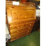 HONEY PINE FIVE-DRAWER BUREAU