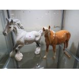 TWO BESWICK CERAMIC HORSES (AF)