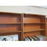 FIVE WOOD EFFECT SHELF UNITS