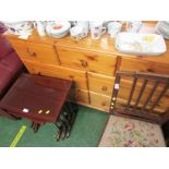 HONEY PINE CHEST OF THREE SHORT OVER FOUR LONG DRAWERS