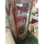 FRENCH STYLE REPRODUCTION GLAZED MAHOGANY CHINA DISPLAY CABINET WITH GILT BRASS MOULDINGS, THREE