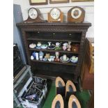 VICTORIAN CARVED OAK OPEN BOOKCASE WITH THREE ADJUSTABLE SHELVES