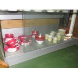 SELECTION OF CHINA TEA AND COFFEE WARE INCLUDING FLORALLY DECORATED PART TEA SET (ONE SHELF)
