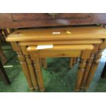 NEST OF THREE HONEY PINE OCCASIONAL TABLES