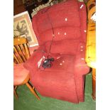 ELECTRIC HSL LIFT AND RISE RECLINING ARMCHAIR IN RED UPHOLSTERY (AF)